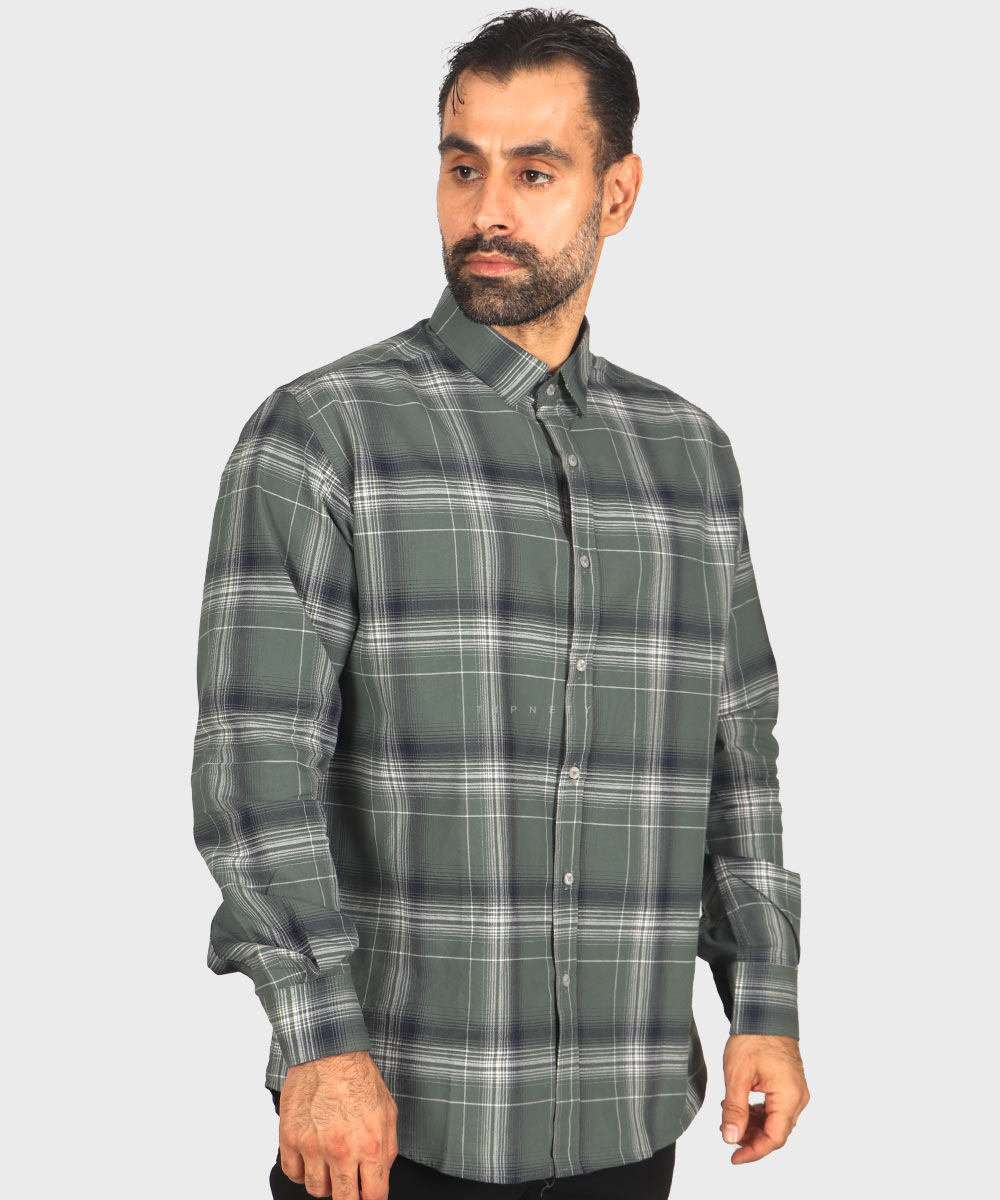                                                                                                                                 سورمه ای طوسی تیره طوسی روشن سبز کرم پیراهن آستین بلند فیت 0324  - تصویر 14