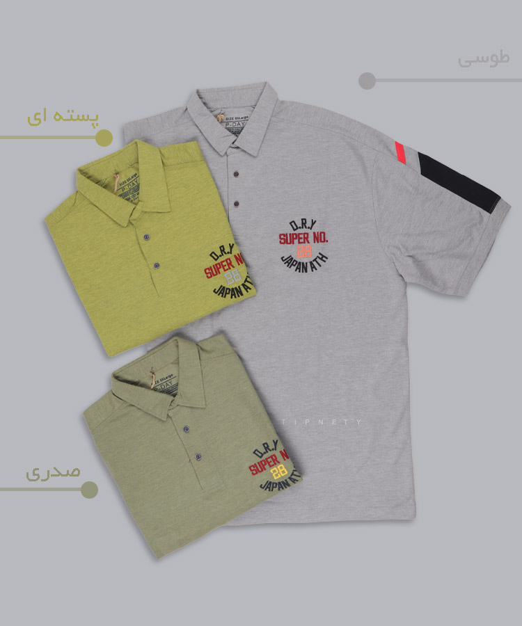                                         طوسی ملانژ پسته ای صدری تیشرت سایز بزرگ 5350  - تصویر 3