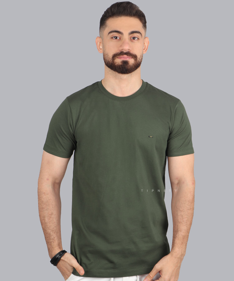 تیشرت ساده زیتونی مردانه برند تیپ نتی 9145