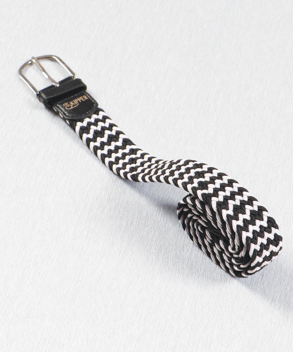 کمربند کنفی مردانه سفید و مشکی 0307