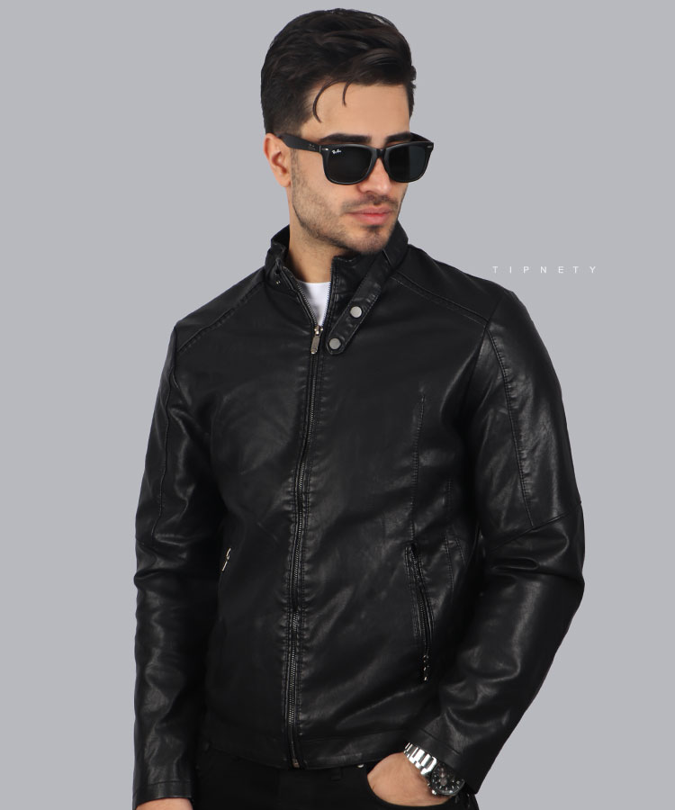                                                                                                                                 یشمی مشکی عسلی زمستانه کت چرم 2308  - تصویر 3