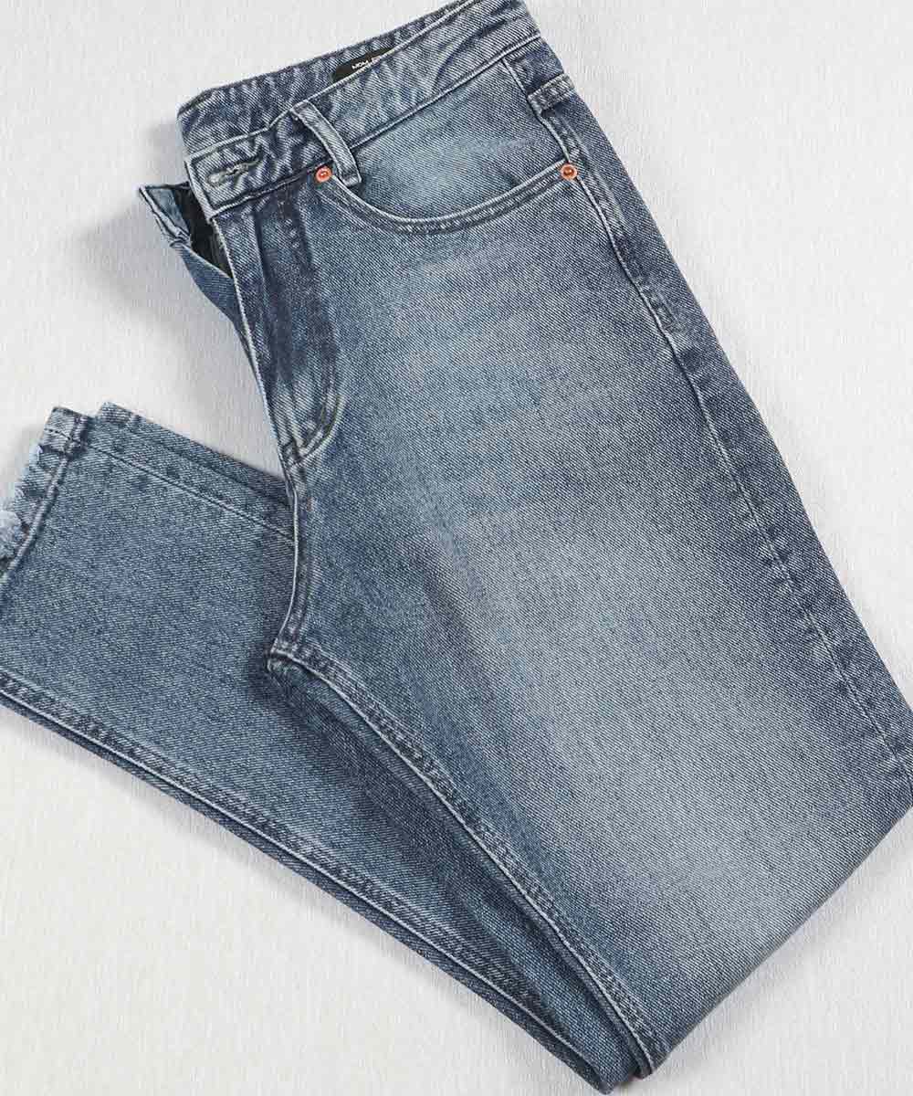 شلوار جین مام فیت مردانه آبی تیره 0668