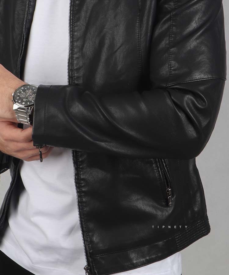                                                                                                                                 یشمی مشکی عسلی زمستانه کت چرم 2308  - تصویر 6