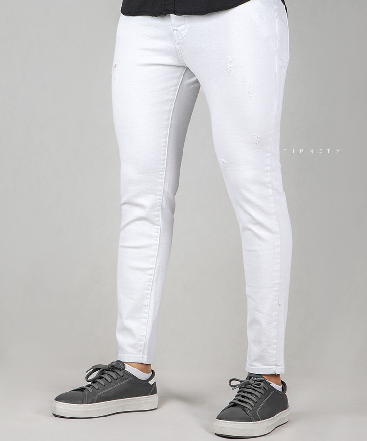 شلوار جین اسکینی مردانه سفید 0455