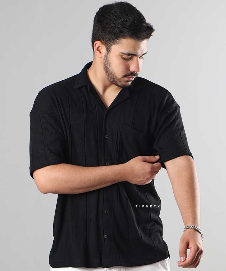                                                                                                                                                                 مشکی سفید طوسی صدری پیراهن یقه انگلیسی 0763  - تصویر 4