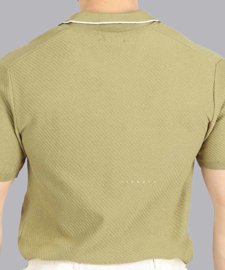                                                                                                                         مشکی سبز طوسی شیری نسکافه ای تیشرت یقه دار 3212  - تصویر 15