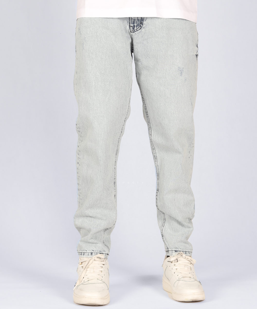 شلوار جین مام فیت مردانه آبی یخی 0310