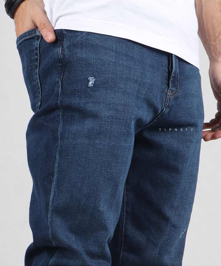                                 آبی تیره شلوار جین مام فیت 0026  - تصویر 3