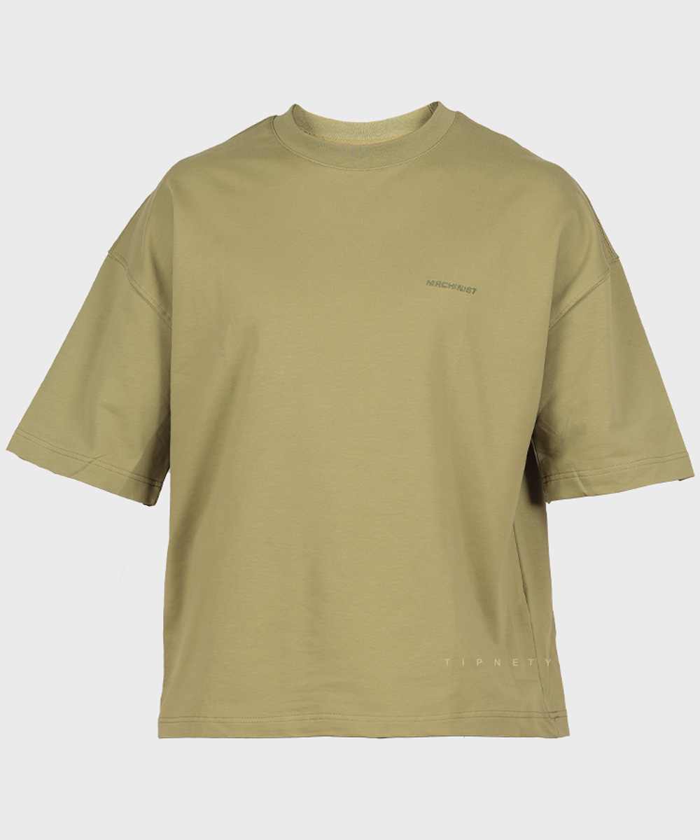 تیشرت مردانه باکسی ساده ماچینیست سبز 2260