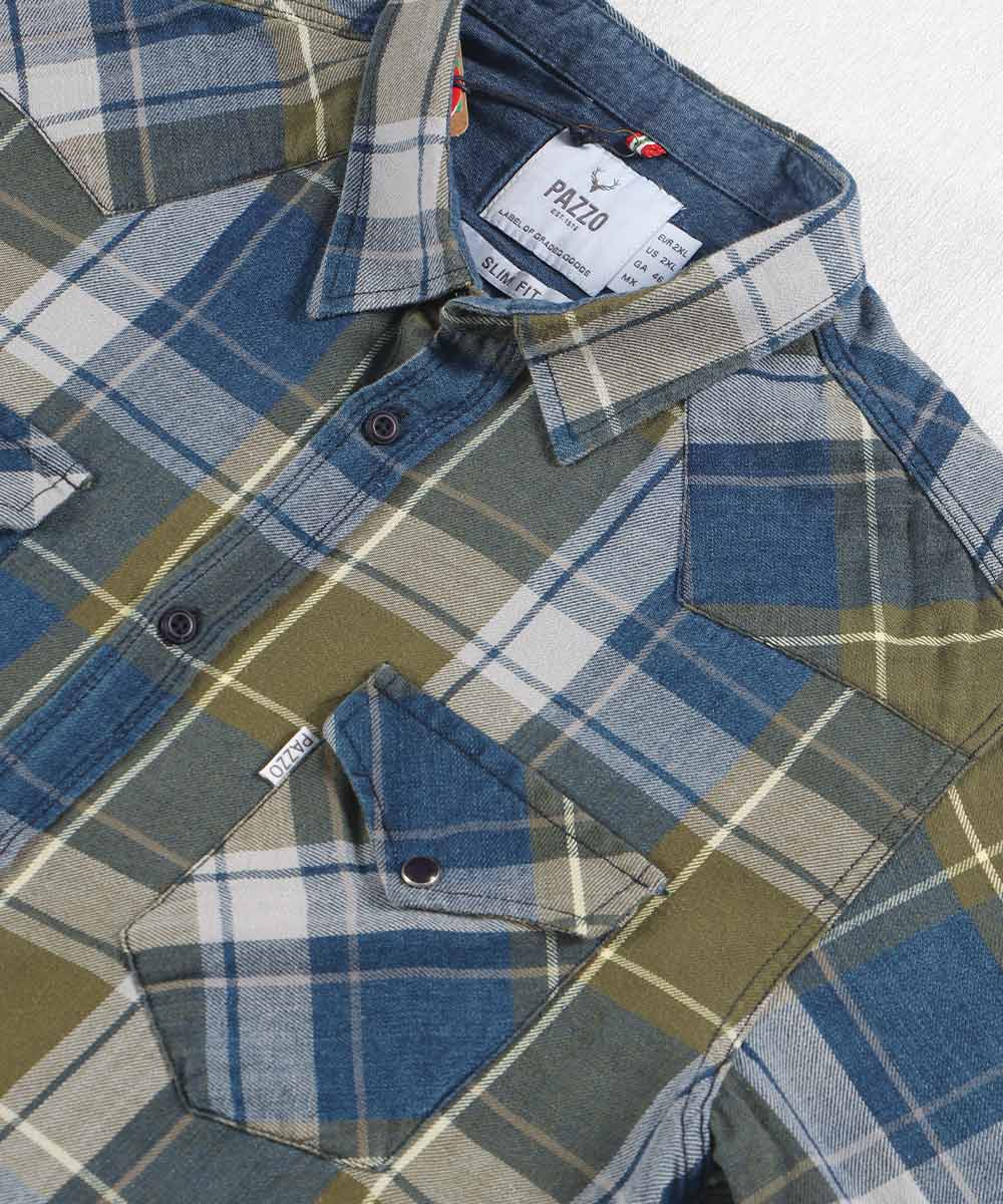 پیراهن مردانه چهارخانه و آستین کوتاه 1514