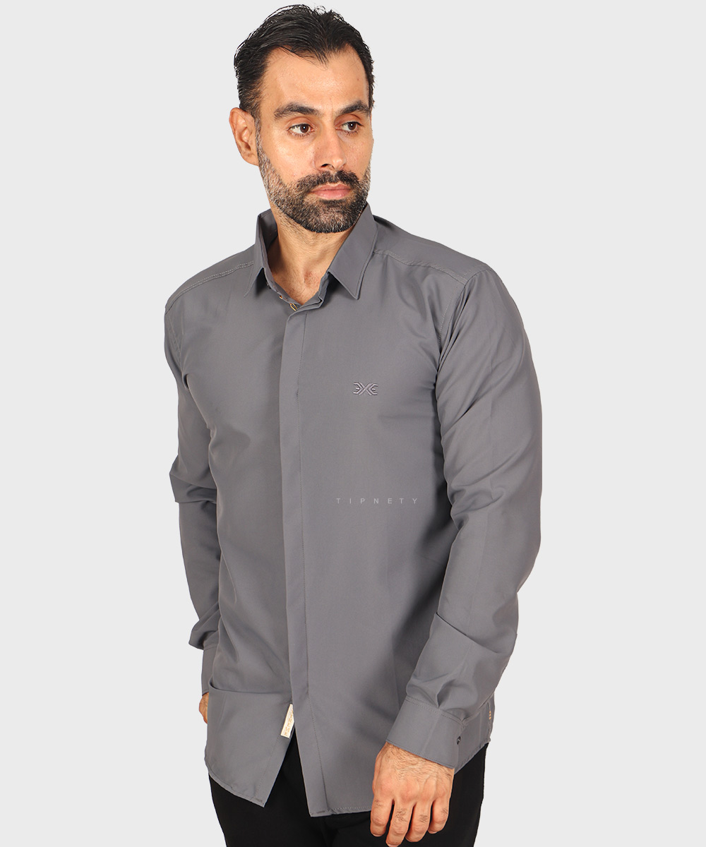               تیره             نوک مدادی یاسی آبی روشن شتری شیری کالباسی یاسی تیره خاکی سورمه ای مشکی لجنی کله غازی پیراهن آستین بلند فیت 1430  - تصویر 14