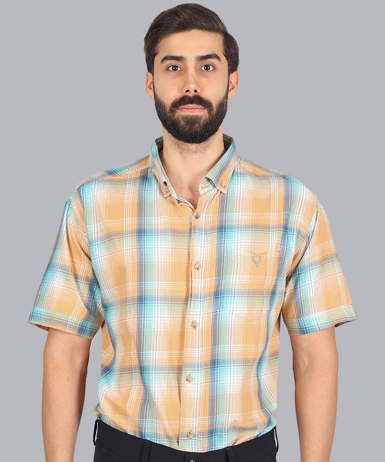                                                                               فیروزه ای خردلی سورمه ای سبز آبی شتری صورتی زرد پیراهن آستین کوتاه کلاسیک 2732  - تصویر 7