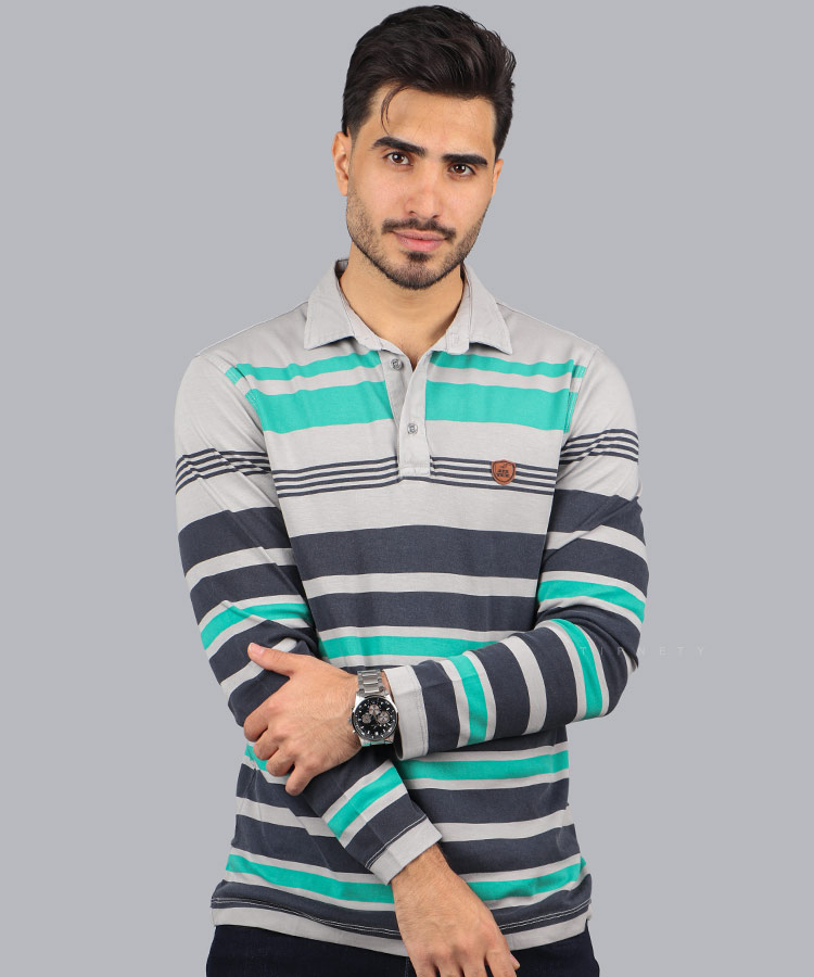 تیشرت یقه دار مردانه آستین بلند 1240