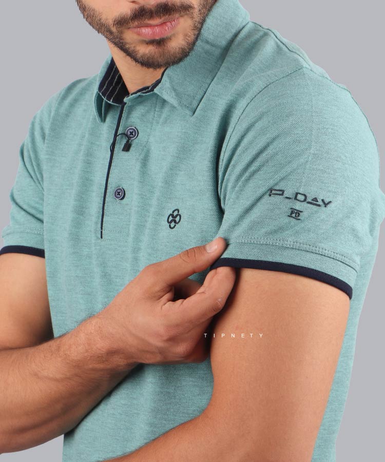                                                                                 پسته ای سرخابی سبز زیتونی فیروزه ای   مات آبی آجری قرمز ملانژ بادمجانی شکلاتی صورتی کالباسی سبز آبی صدری تیشرت یقه دار 5303  - تصویر 4