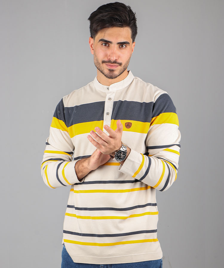 تیشرت یقه دیپلمات مردانه آستین بلند 1091