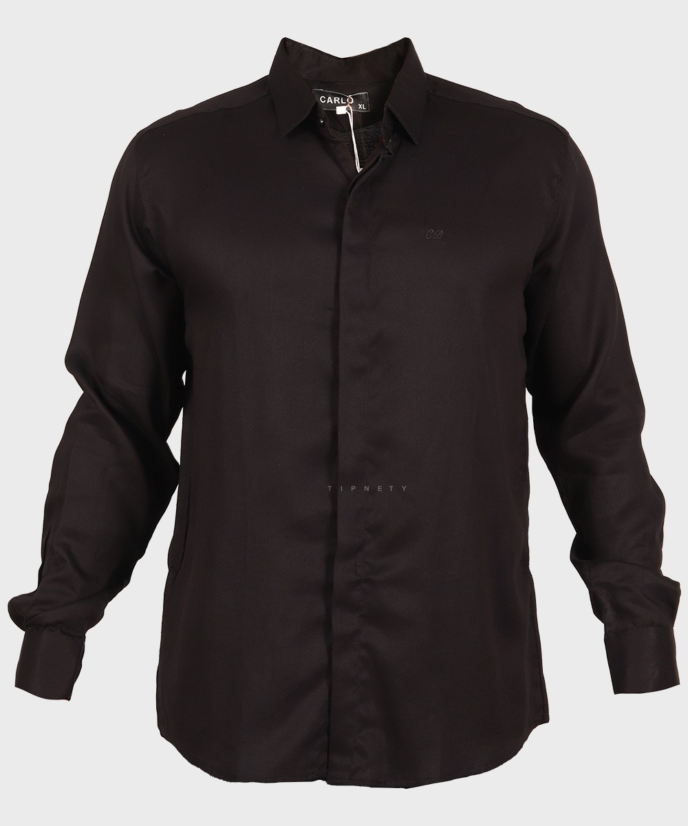 پیراهن مردانه آستین بلند دکمه مخفی 0372