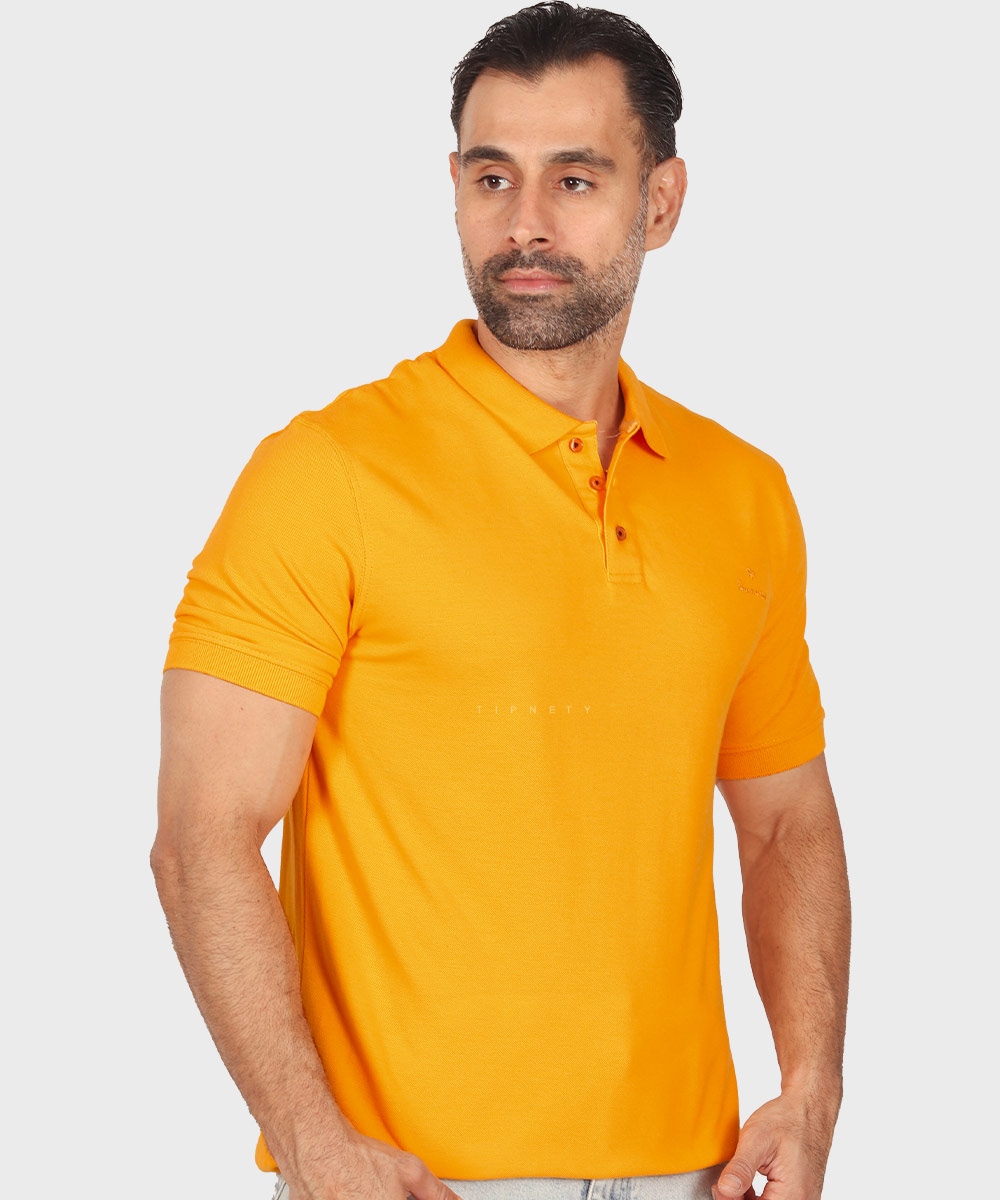 تیشرت یقه دار مردانه خردلی 1408