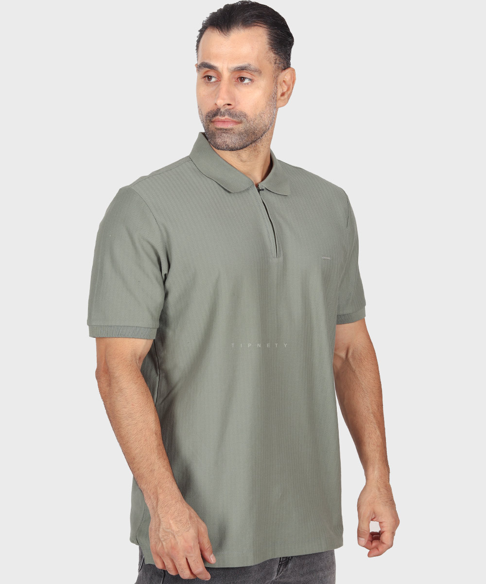             سبز کرم تیشرت یقه دار 0592  - تصویر 3