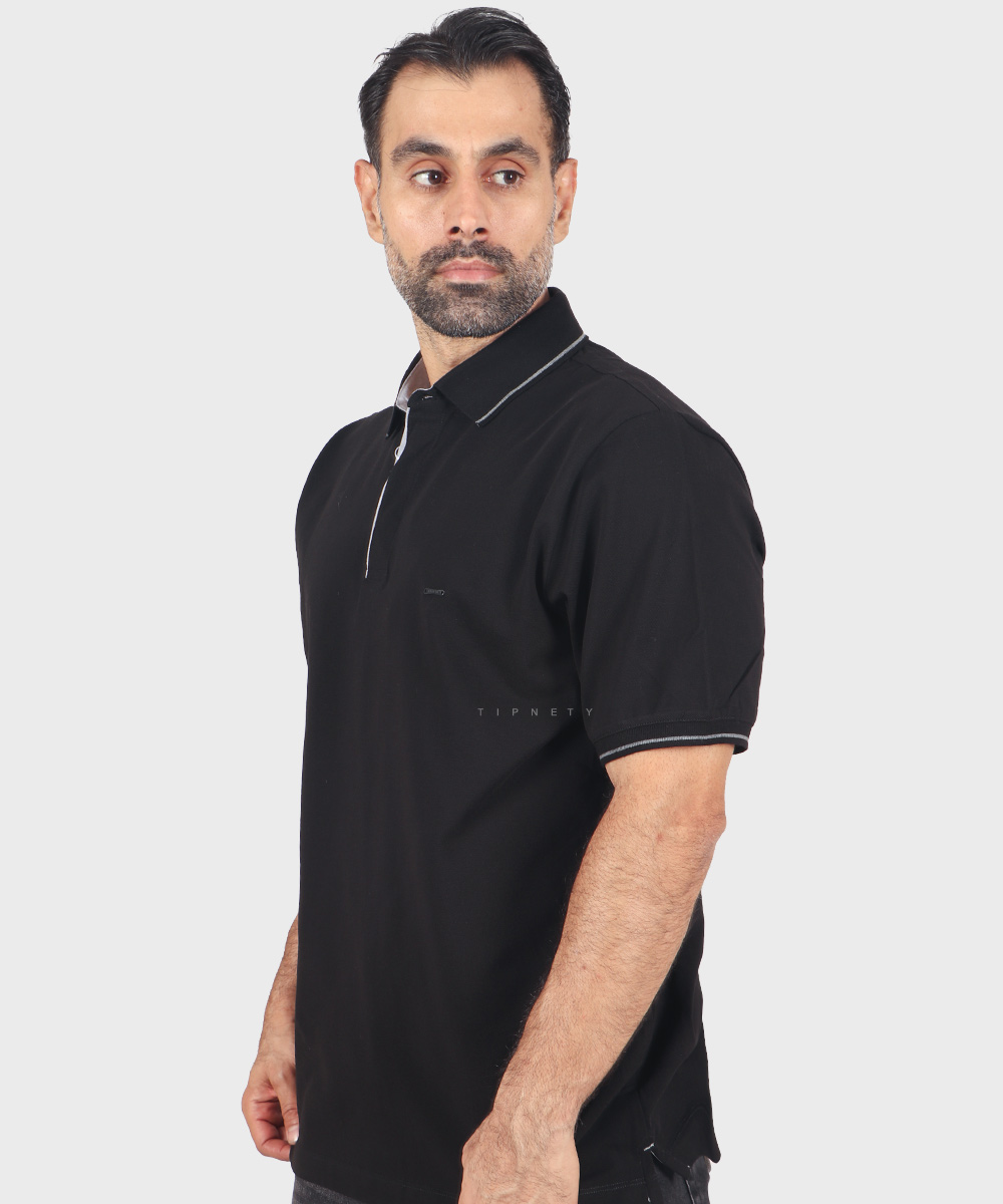                                       ملانژ سورمه ای مشکی تیشرت یقه دار 0569  - تصویر 18