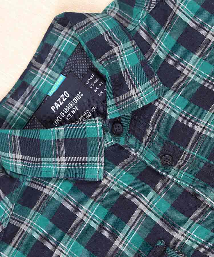 پیراهن مردانه سایز بزرگ سبز آستین کوتاه و چهارخانه 5718