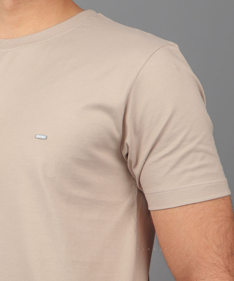 تیشرت ساده خاکی مردانه 9154