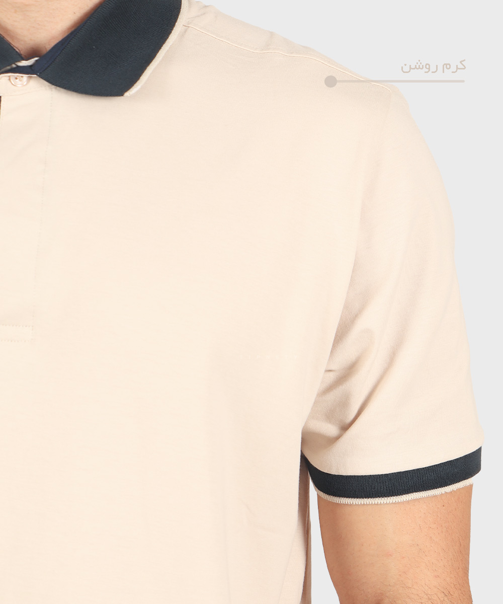                                                   سفید سورمه ای کرم روشن مشکی تیشرت یقه دار 0597  - تصویر 5