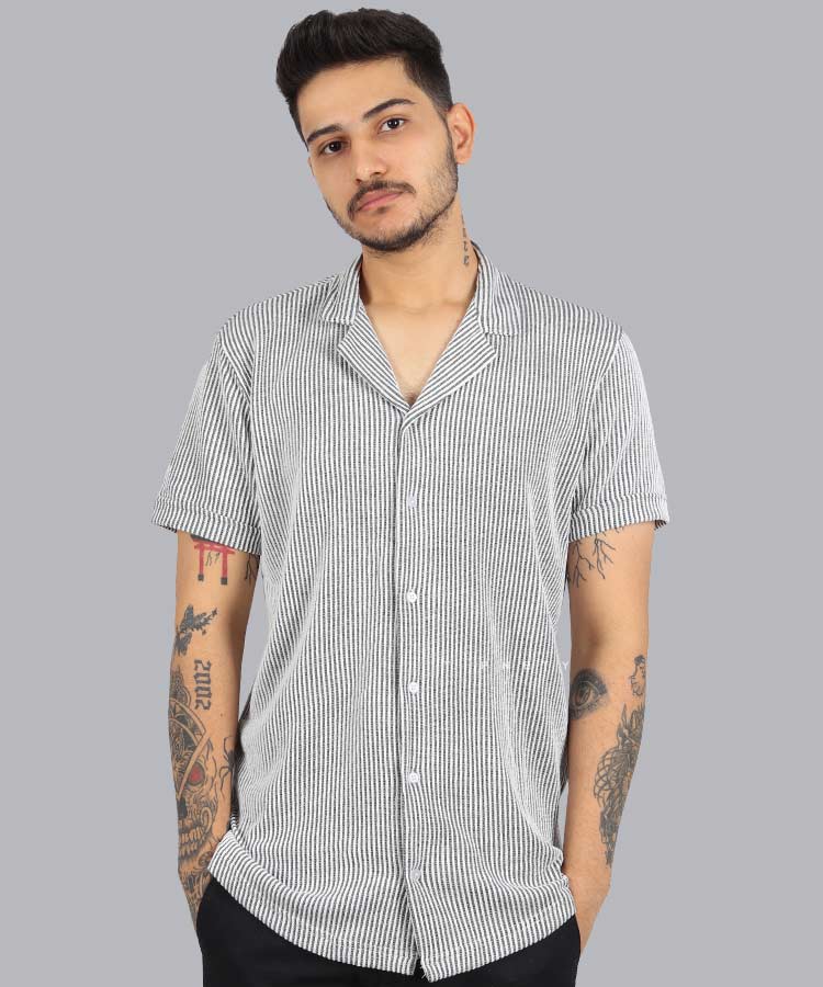                                                                                                                                                         سورمه ای کرم طوسی مشکی پیراهن یقه انگلیسی 1679  - تصویر 6