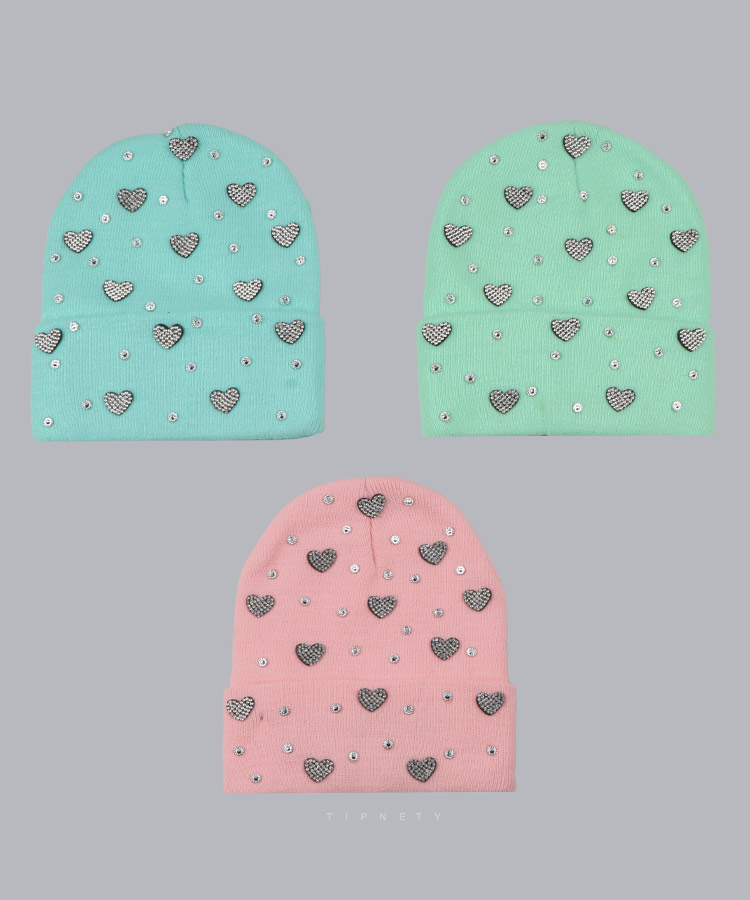 کلاه بافتنی دخترانه و زمستانه طرح قلب 6174