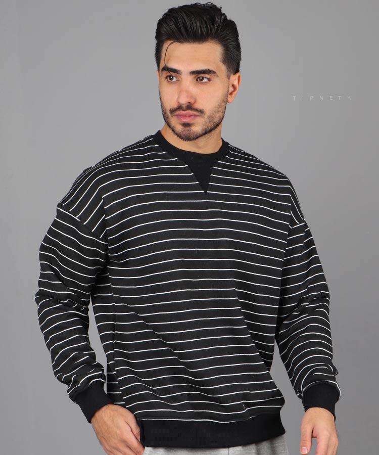                                                   لجنی ملانژ                                                     سفید مشکی پاییزه پلیور 1240  - تصویر 5