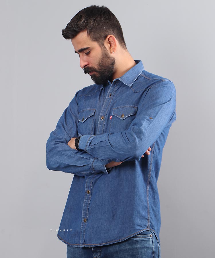 پیراهن مردانه آستین بلند جین 0703