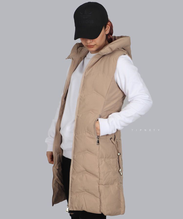 پافر زنانه بلند مدل کلاه دار 9601