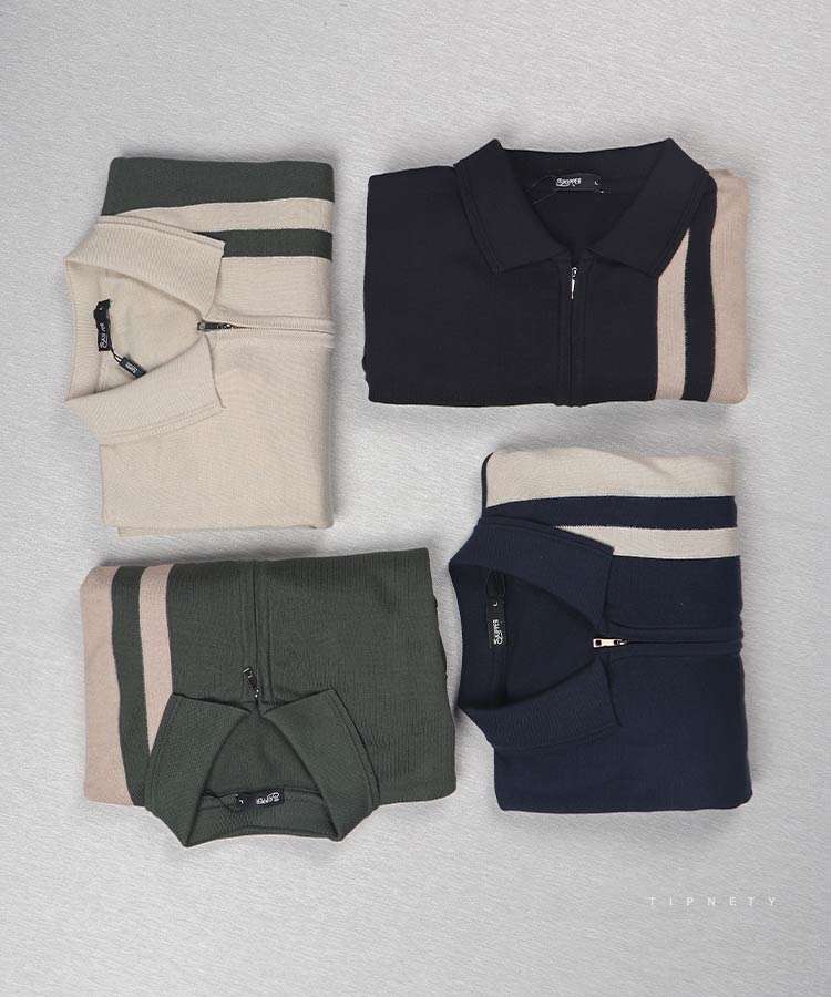 تیشرت یقه دار مردانه نیم زیپ 5305