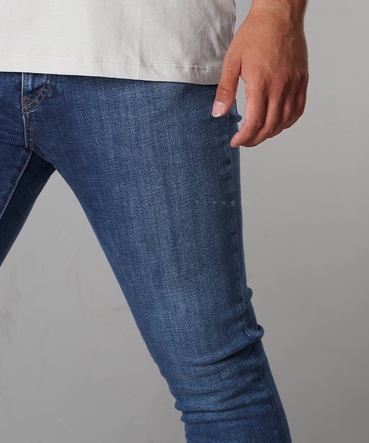 شلوار جین اسکینی مردانه آبی تیره 1048