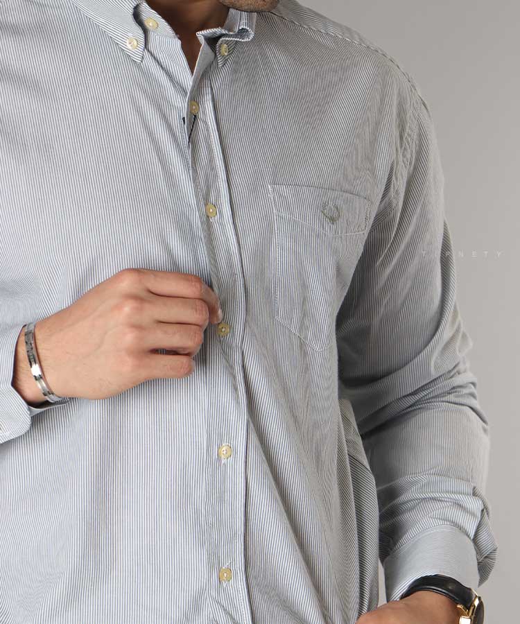                                                 سبز آبی روشن پیراهن آستین بلند کلاسیک 4303  - تصویر 8