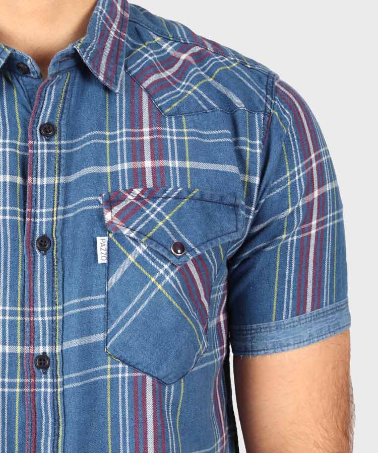             آبی تیره پیراهن آستین کوتاه فیت 8153  - تصویر 3