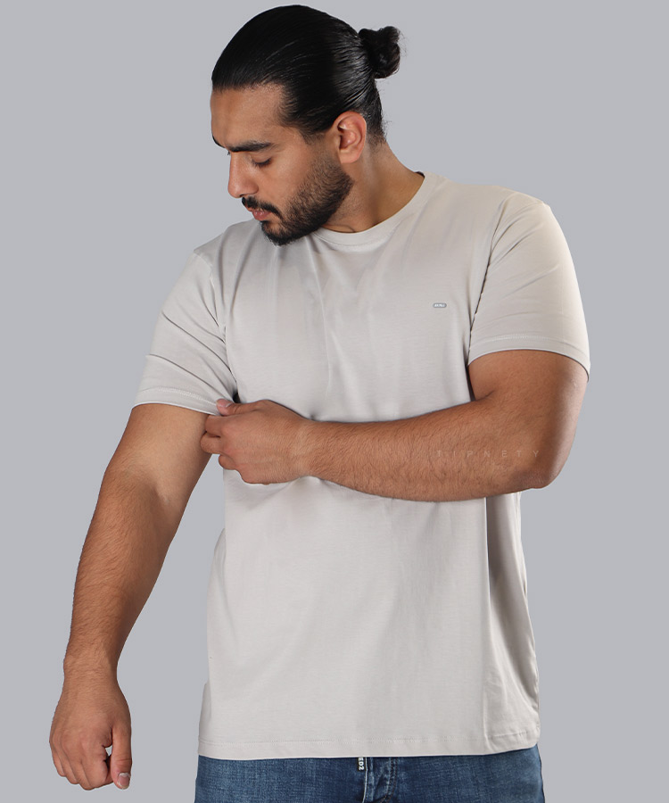 تیشرت ساده استخوانی مردانه 9162