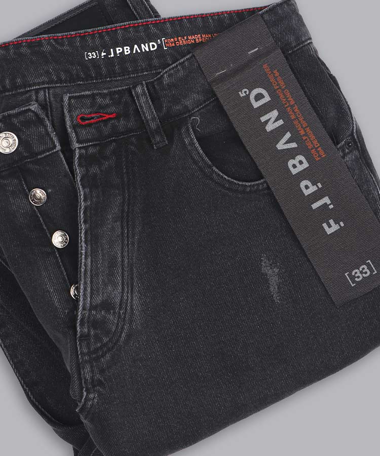 شلوار جین استرایت فیت مردانه ذغالی 0132