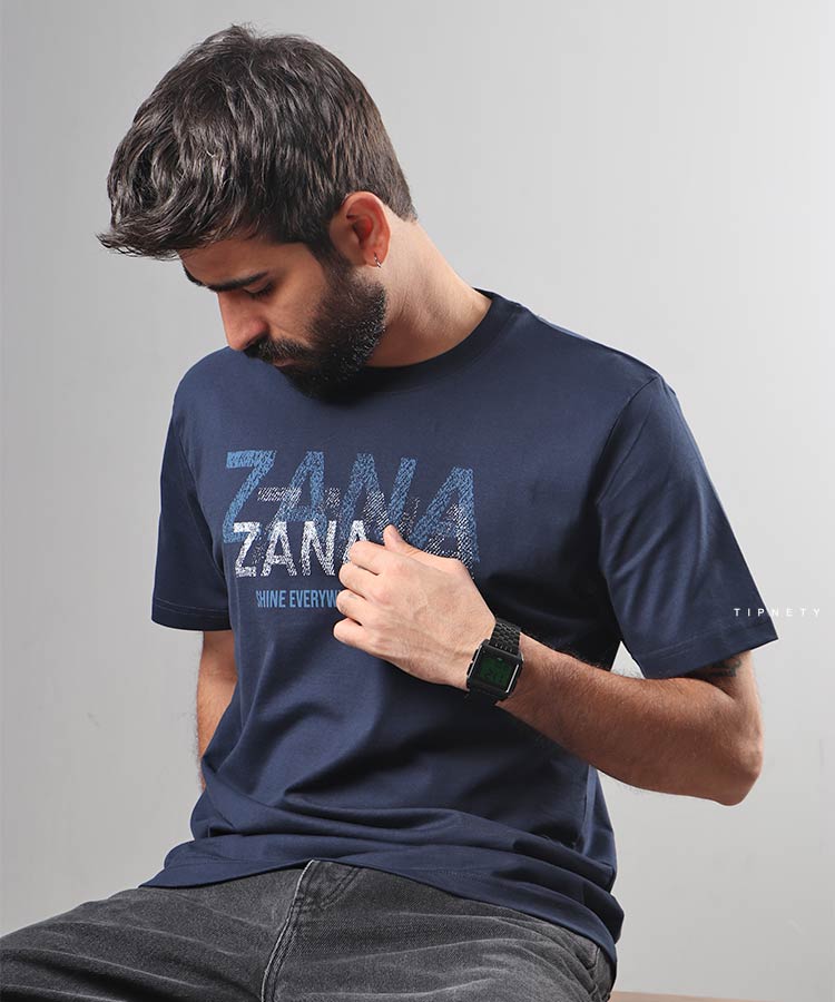                   ملانژ سورمه ای استخوانی تیشرت چاپی 1944  - تصویر 3