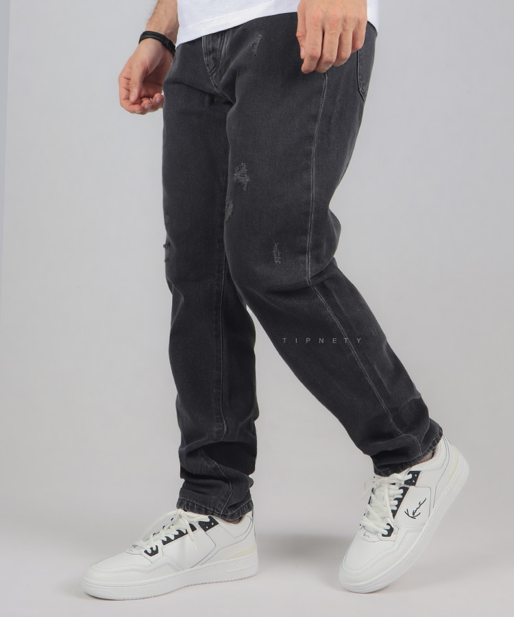 شلوار جین استرایت فیت مردانه ذغالی 0132