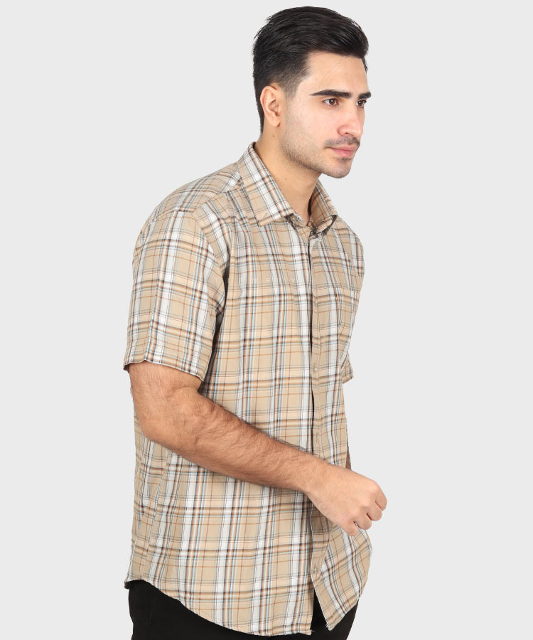         نخودی پیراهن آستین کوتاه کلاسیک 0932  - تصویر 4