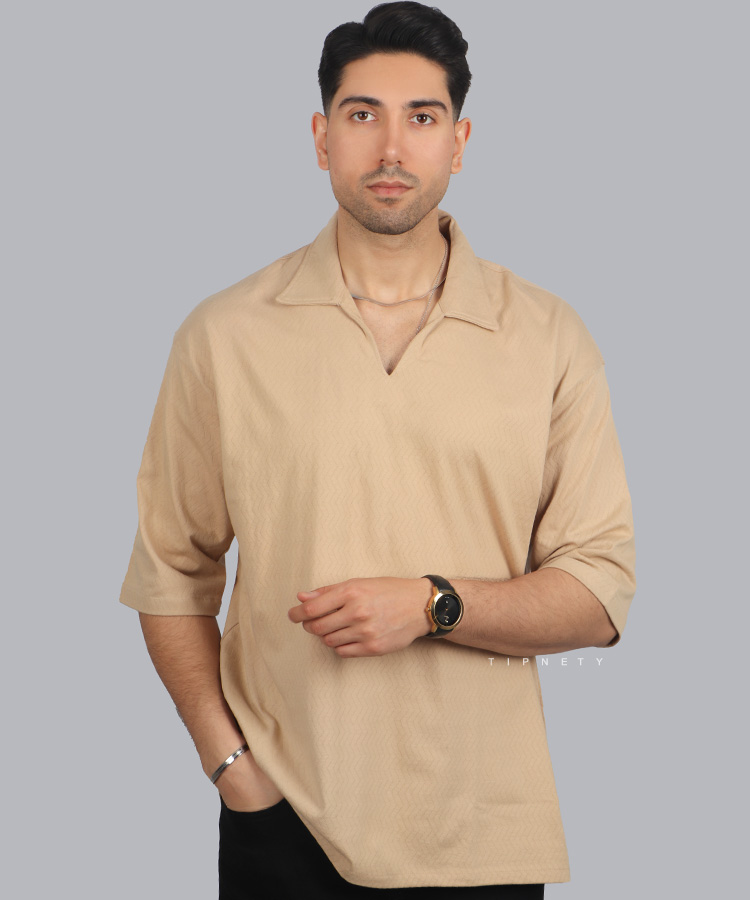 تیشرت لش آستین سه ربع و یقه باز 1601