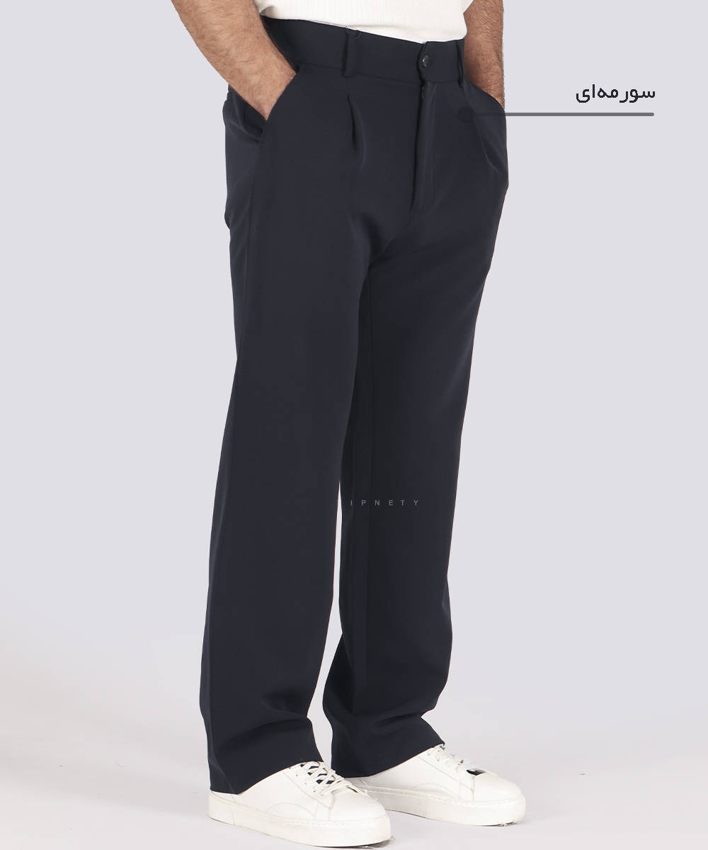                                                                 سورمه ای طوسی تیره مشکی کرم شکلاتی شلوار پارچه ای بگ استایل 0921  - تصویر 11