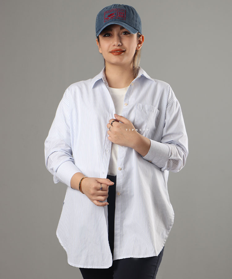                                                     سفید سبز آبی لجنی ملانژ شومیز طرحدار 5006  - تصویر 3