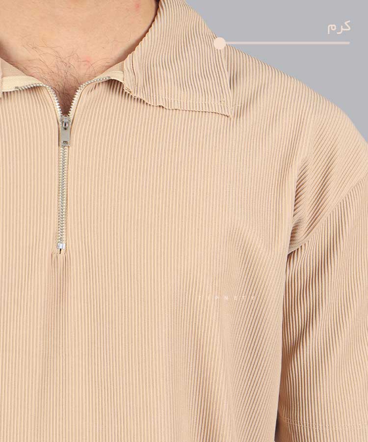                                                                                                                                                                                                                                                 کرم سفید مشکی کله غازی قهوه ای صدری طوسی تیشرت یقه دار 1703  - تصویر 4