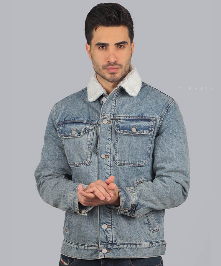                                                                                                                               ذغالی آبی زمستانه کت جین 6401  - تصویر 3