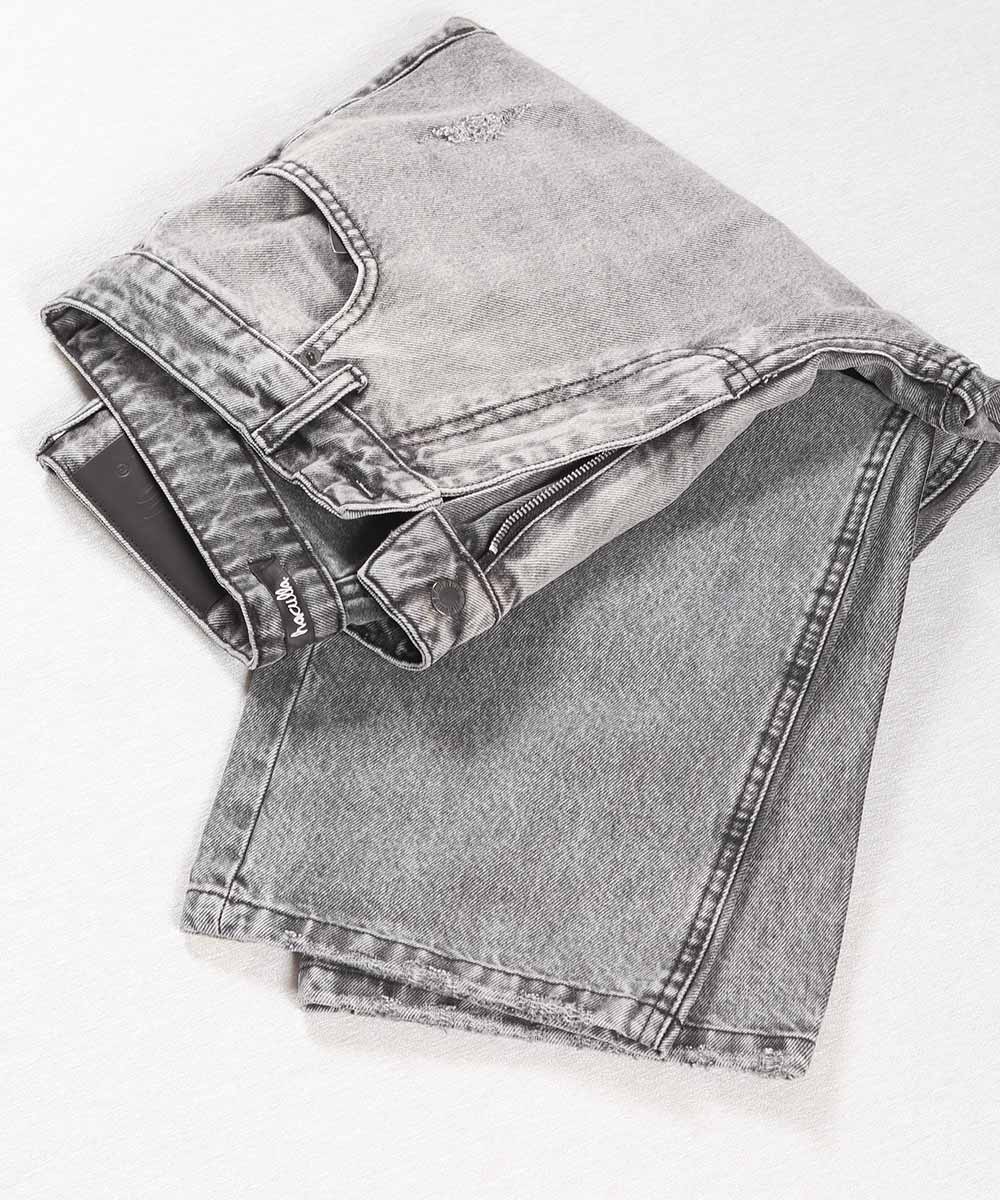 شلوار جین بگ مردانه طوسی و زاپ دار 4901