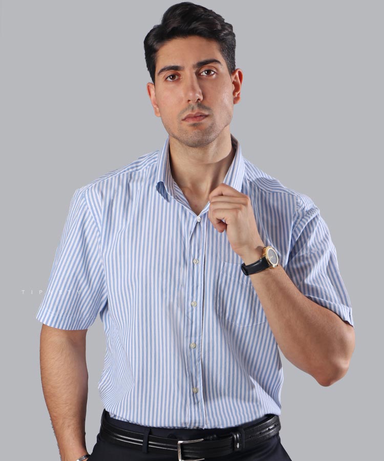 پیراهن آستین کوتاه مردانه مجلسی 0842
