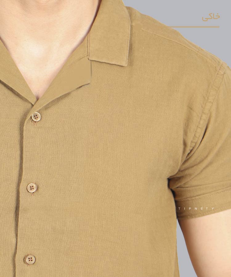                                                                                                 طوسی تیره خردلی خاکی سبز شارپ فرمی پیراهن لش 0207  - تصویر 4