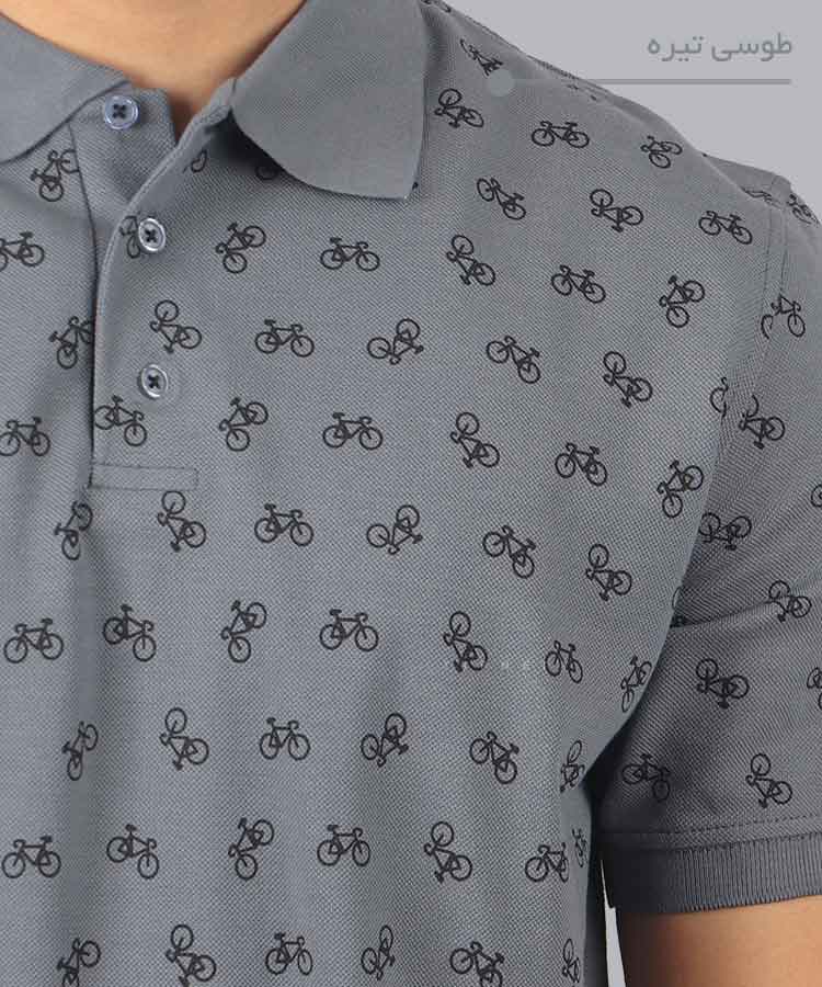                                                                                                                                                                         سورمه ای طوسی تیره فرمی خردلی مشکی تیشرت یقه دار 1551  - تصویر 6