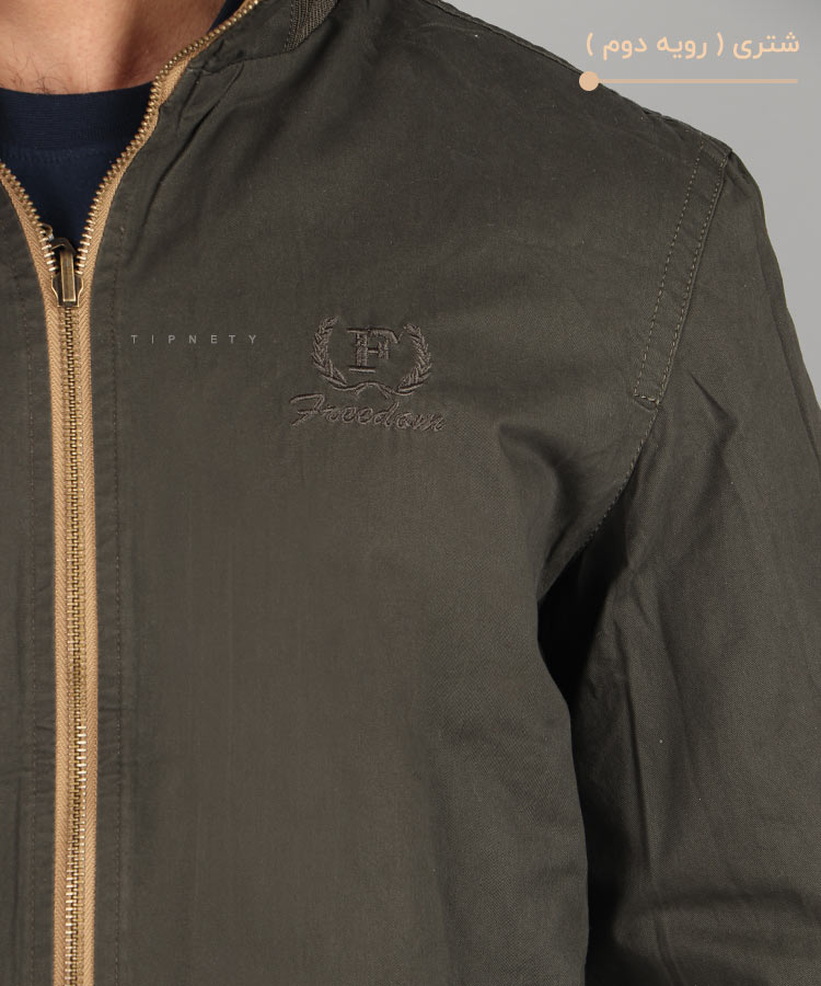                                                                                                                                             کرم شتری سبز مشکی زمستانه کت کتان 9822  - تصویر 14